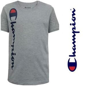 CHAMPION - NWOT Boys Sz 18-20 Vertical Script Logo Tee/Oxford Heather